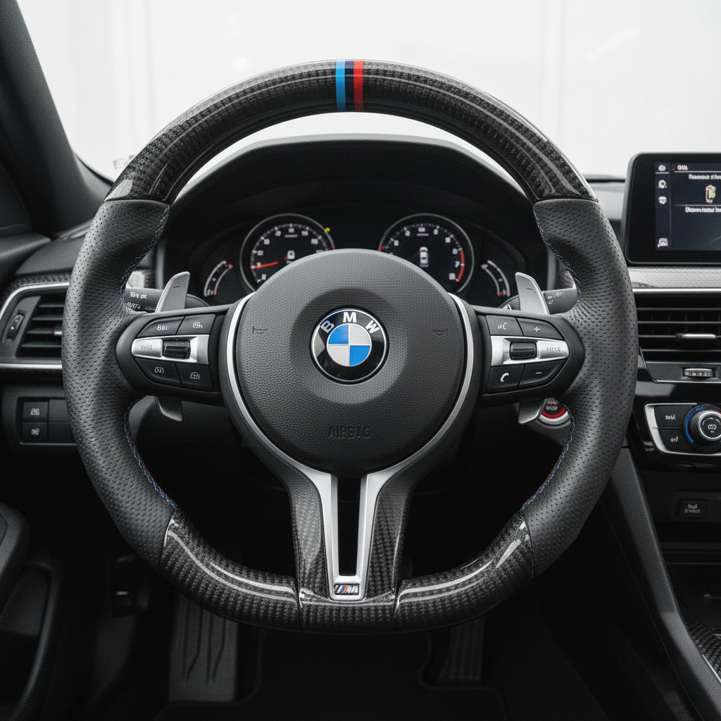 Carbon fiber steering wheel front view